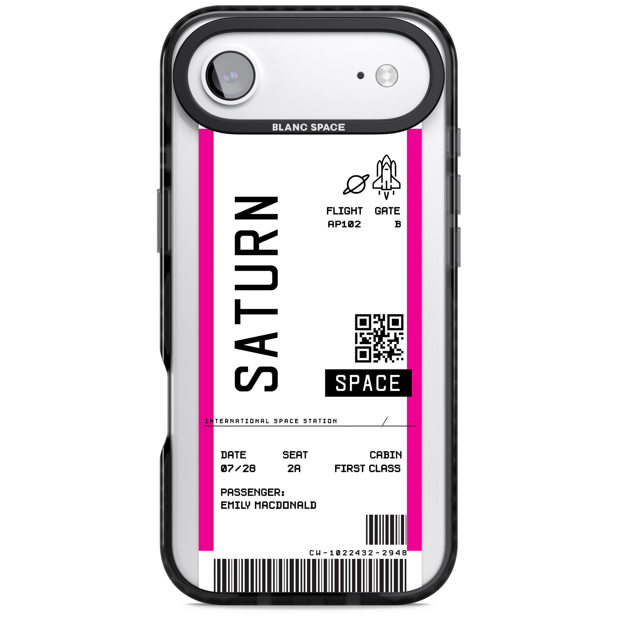 Personalised Saturn Travel Ticket iPhone 17 Air Impact Black Phone Case