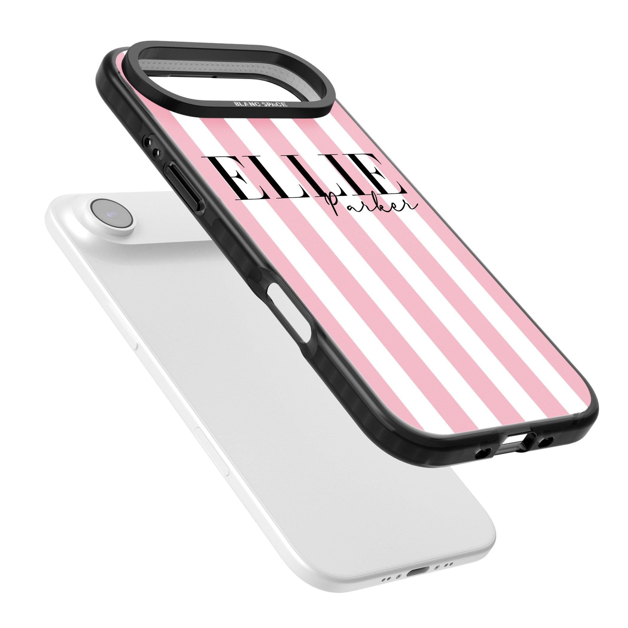 Personalised Pink Stripes iPhone 17 Air Impact Black Phone Case Colours