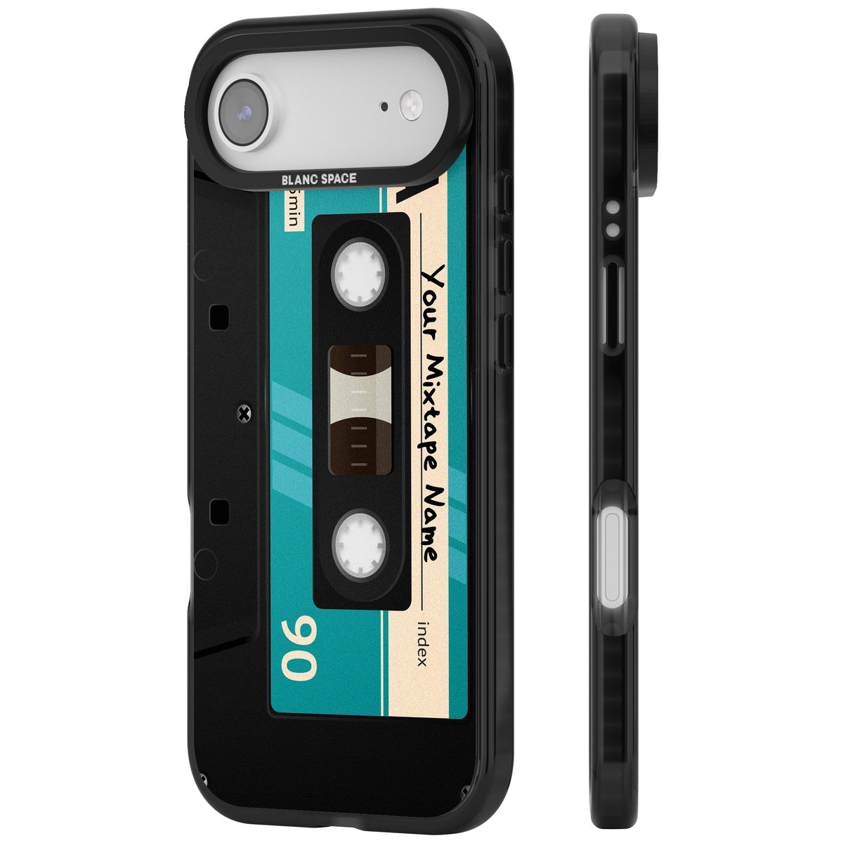 Personalised Retro Mixtape Dark iPhone Air Impact Black Phone Case side