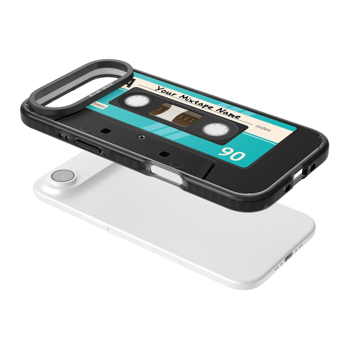 Personalised Retro Mixtape Dark iPhone Air Impact Black Phone Case angled