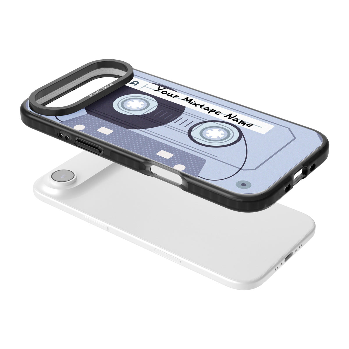 Personalised Retro Mixtape Industrial iPhone Air Impact Black Phone Case angled