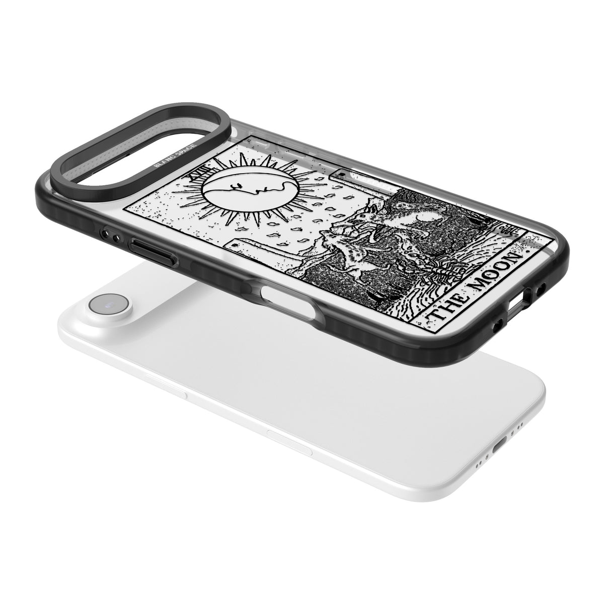 Personalised The Moon Tarot Card (Clear) iPhone Air Impact Black Phone Case angled