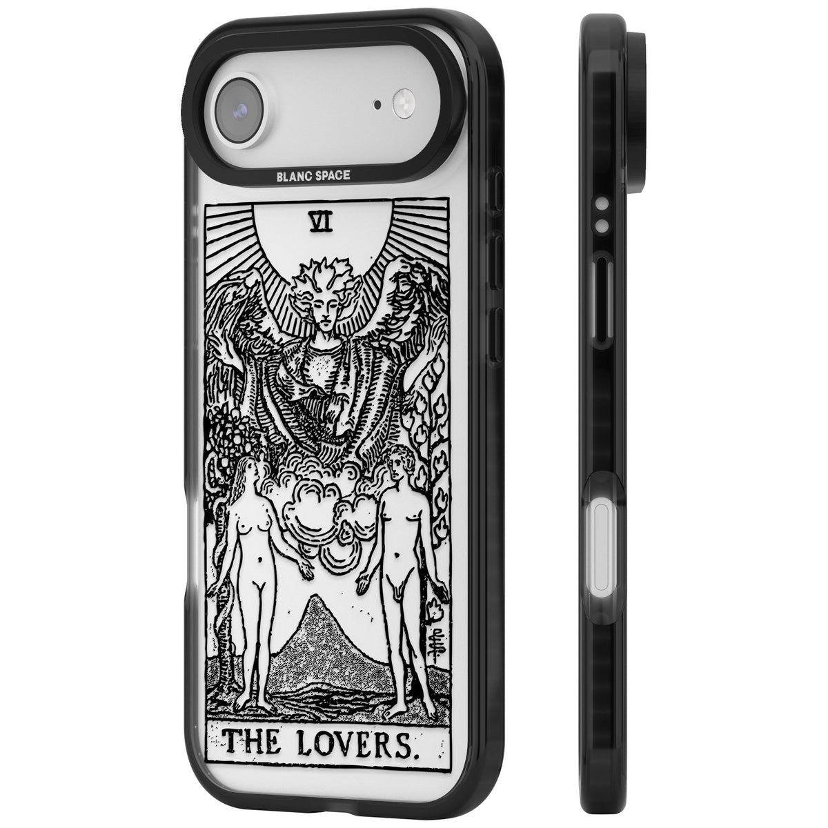 Personalised The Lovers Tarot Card (Clear) iPhone Air Impact Black Phone Case side