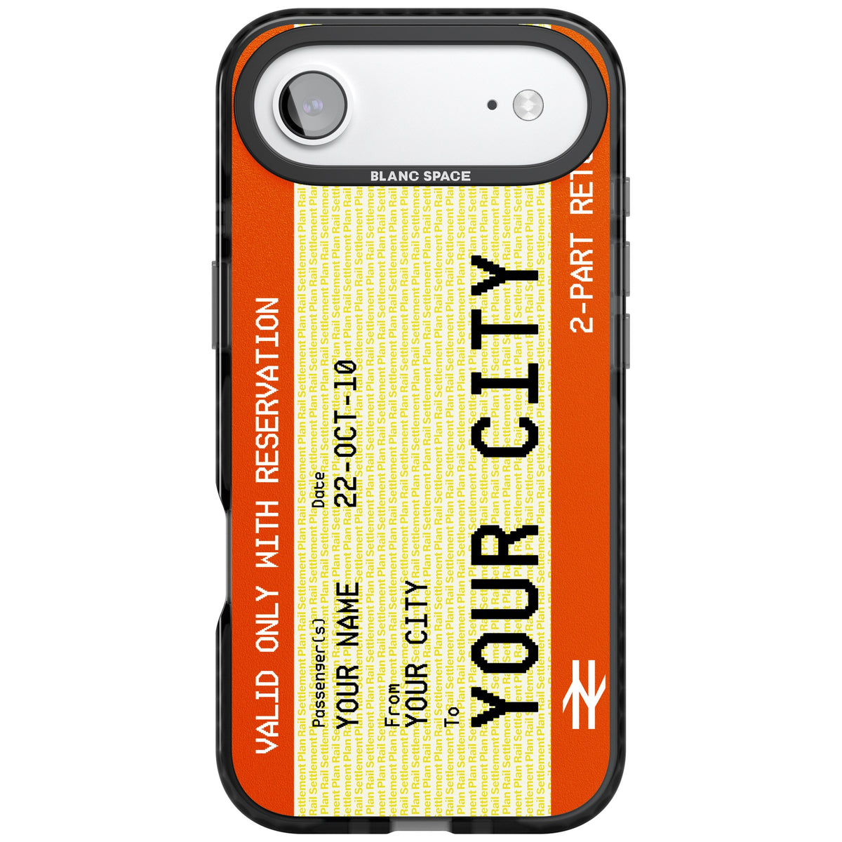 Personalised Create Your Own Train Ticket iPhone Air Impact Black Phone Case front