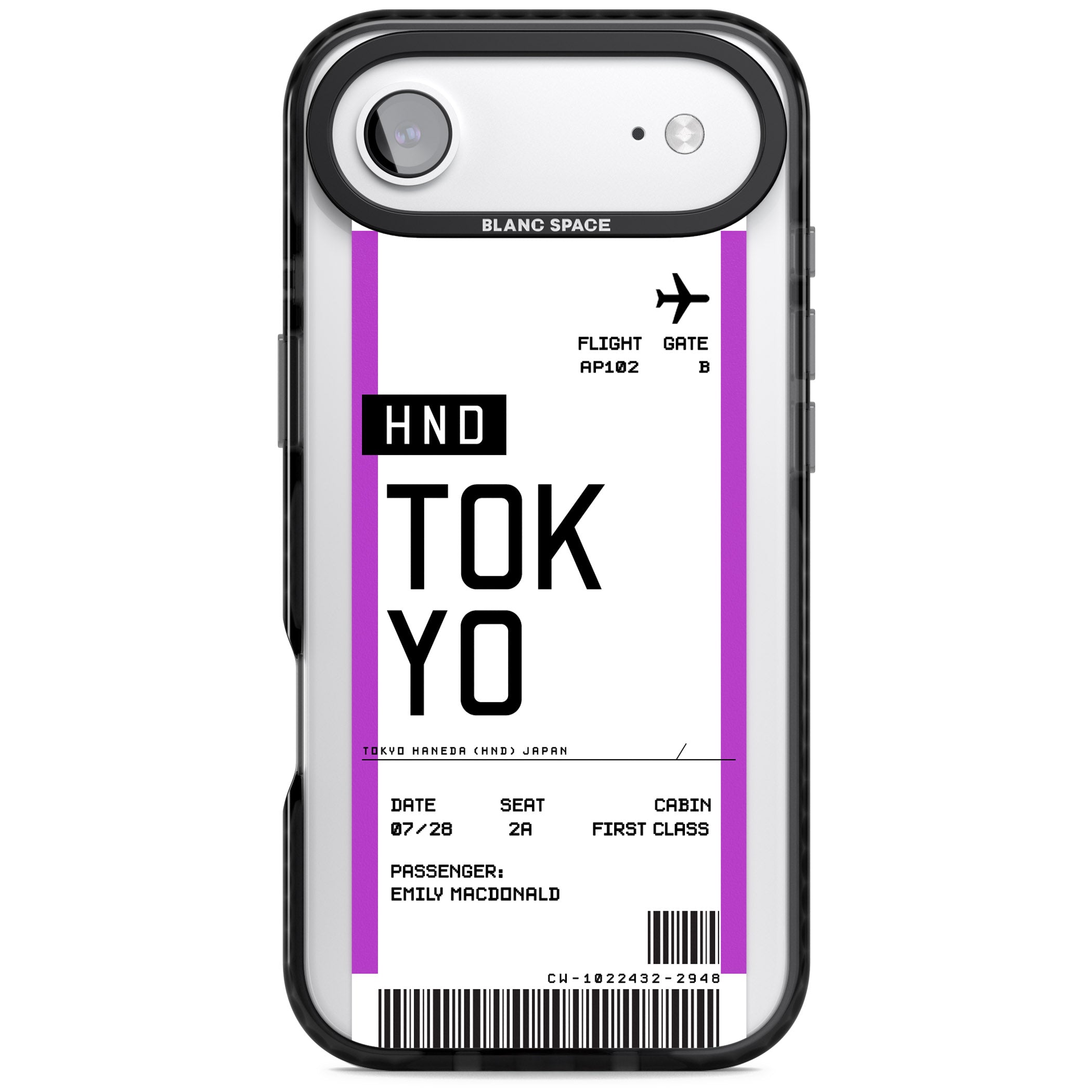 Personalised Tokyo Boarding Pass iPhone 17 Air Impact Black Phone Case