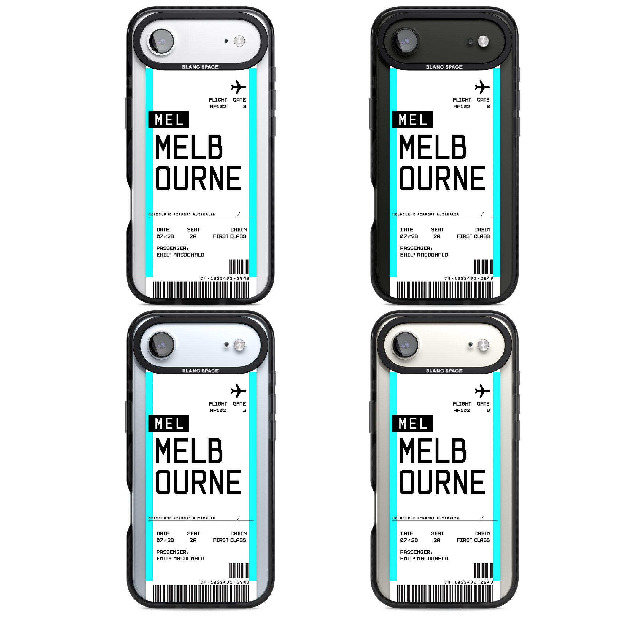 Personalised Melbourne Boarding Pass iPhone 17 Air Impact Black Phone Case APT Impact Protection
