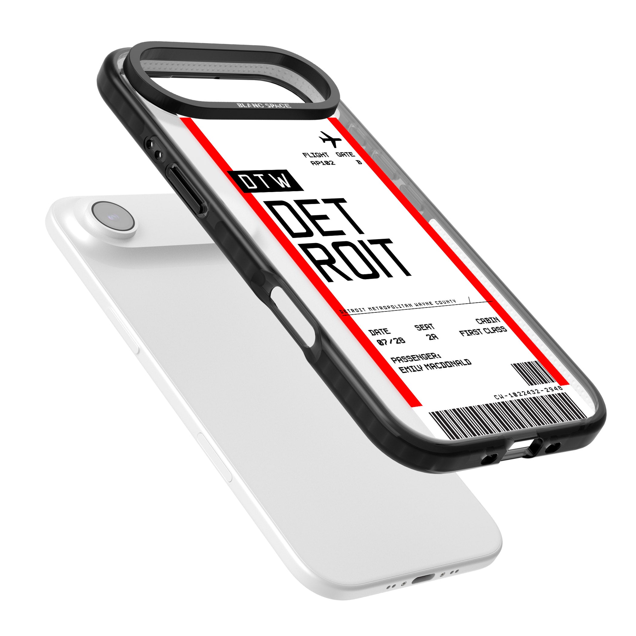 Personalised Detroit Boarding Pass iPhone 17 Air Impact Black Phone Case Colours