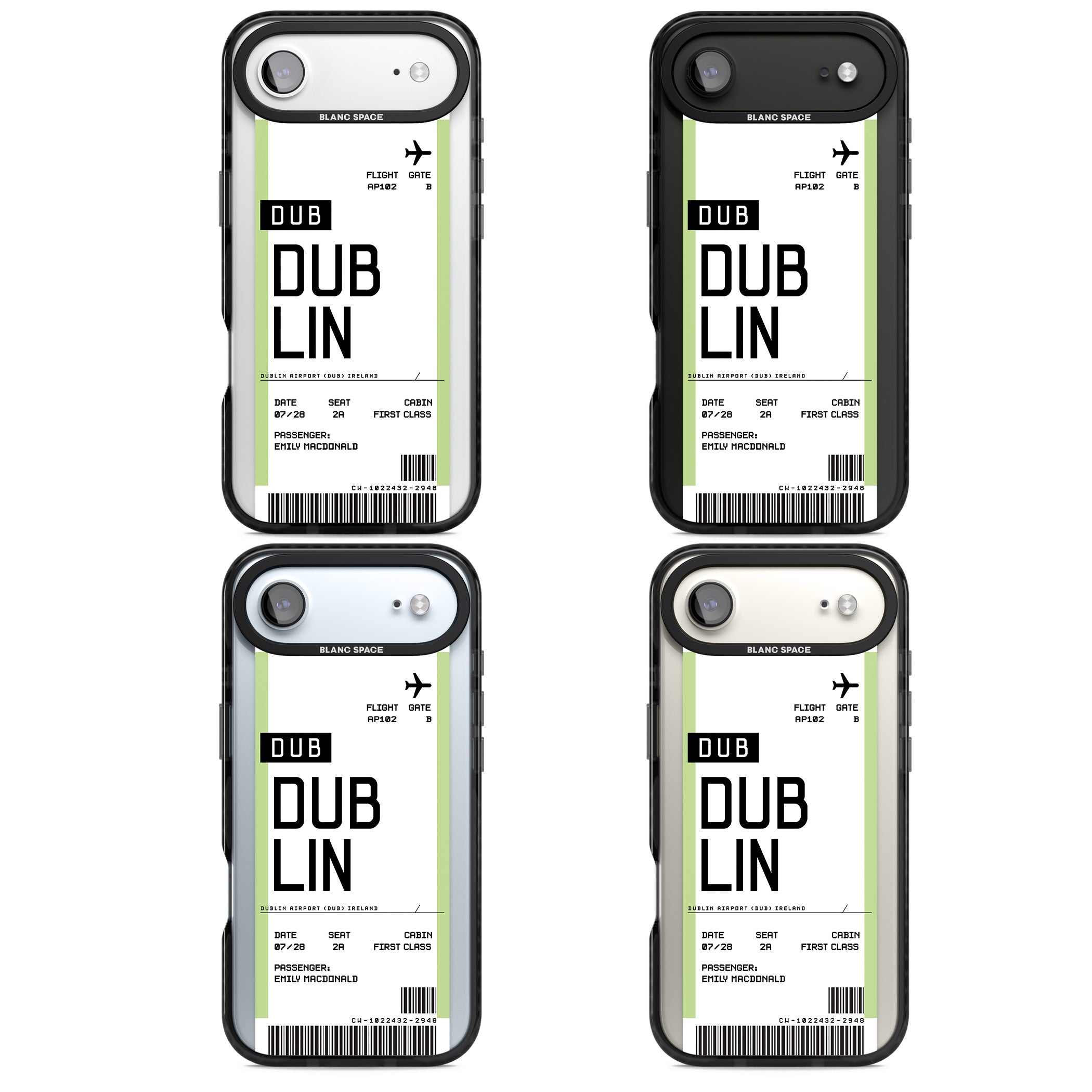 Personalised Dublin Boarding Pass iPhone 17 Air Impact Black Phone Case APT Impact Protection