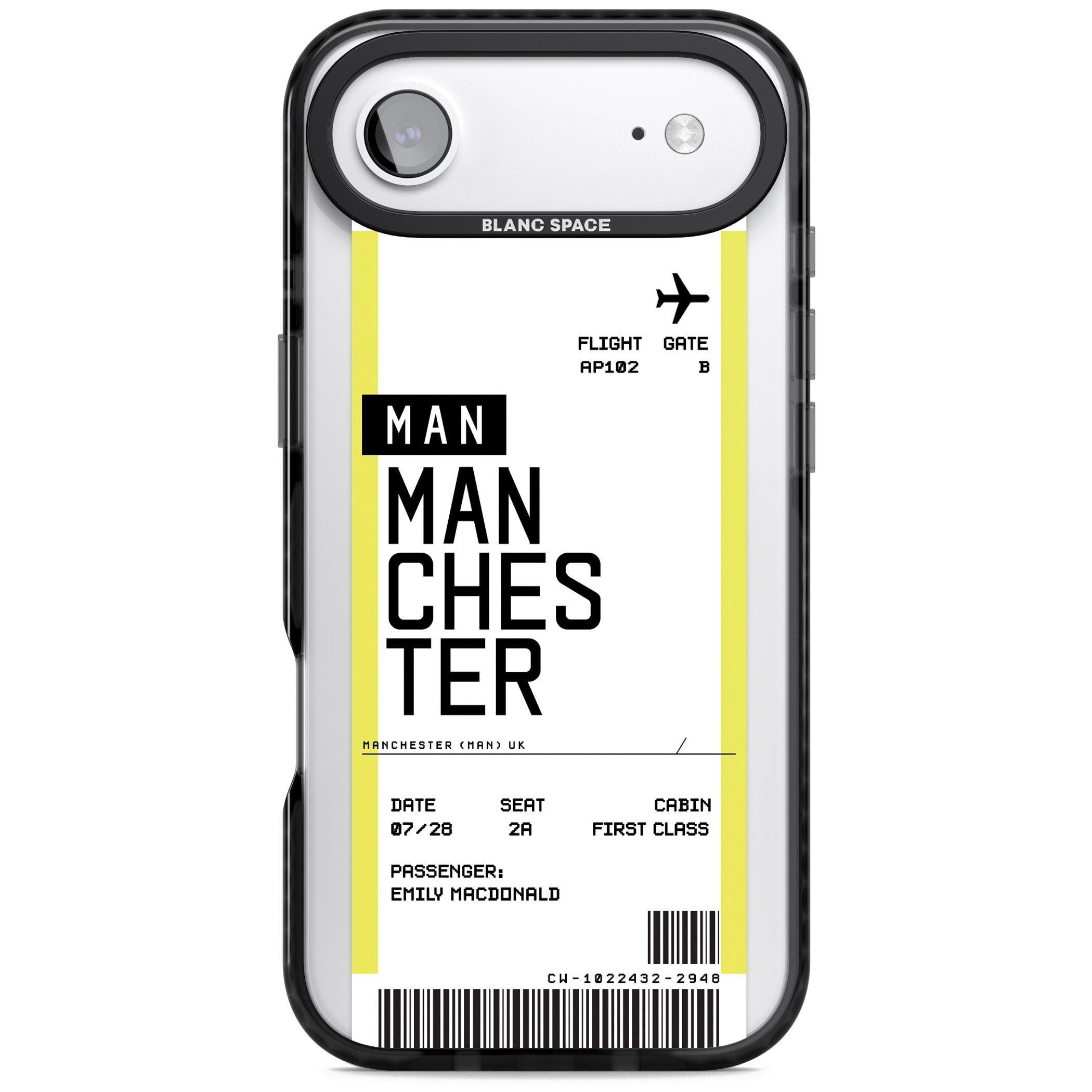 Personalised Manchester Boarding Pass iPhone 17 Air Impact Black Phone Case