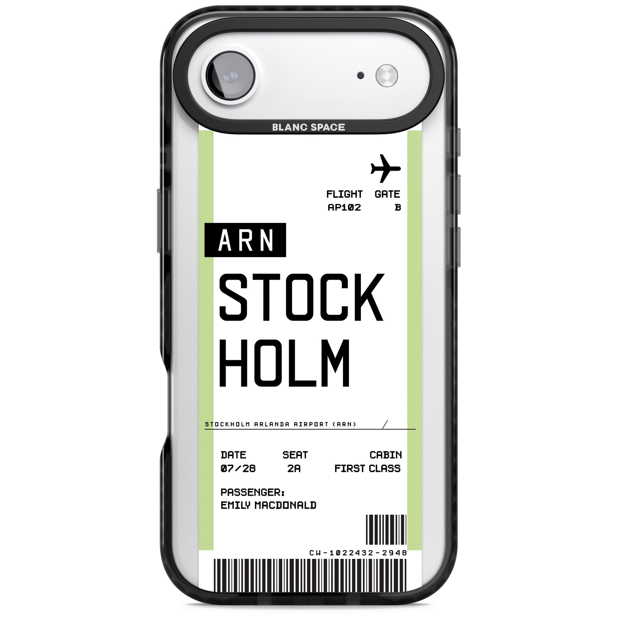 Personalised Stockholm Boarding Pass iPhone 17 Air Impact Black Phone Case