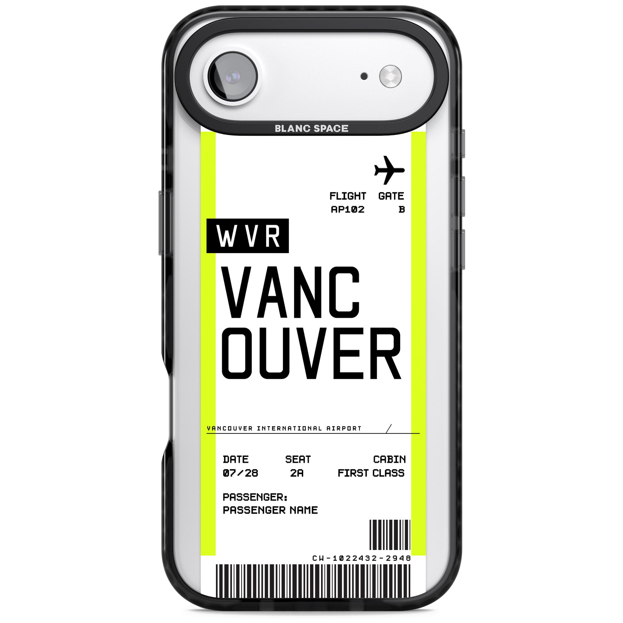 Personalised Vancouver Boarding Pass iPhone 17 Air Impact Black Phone Case