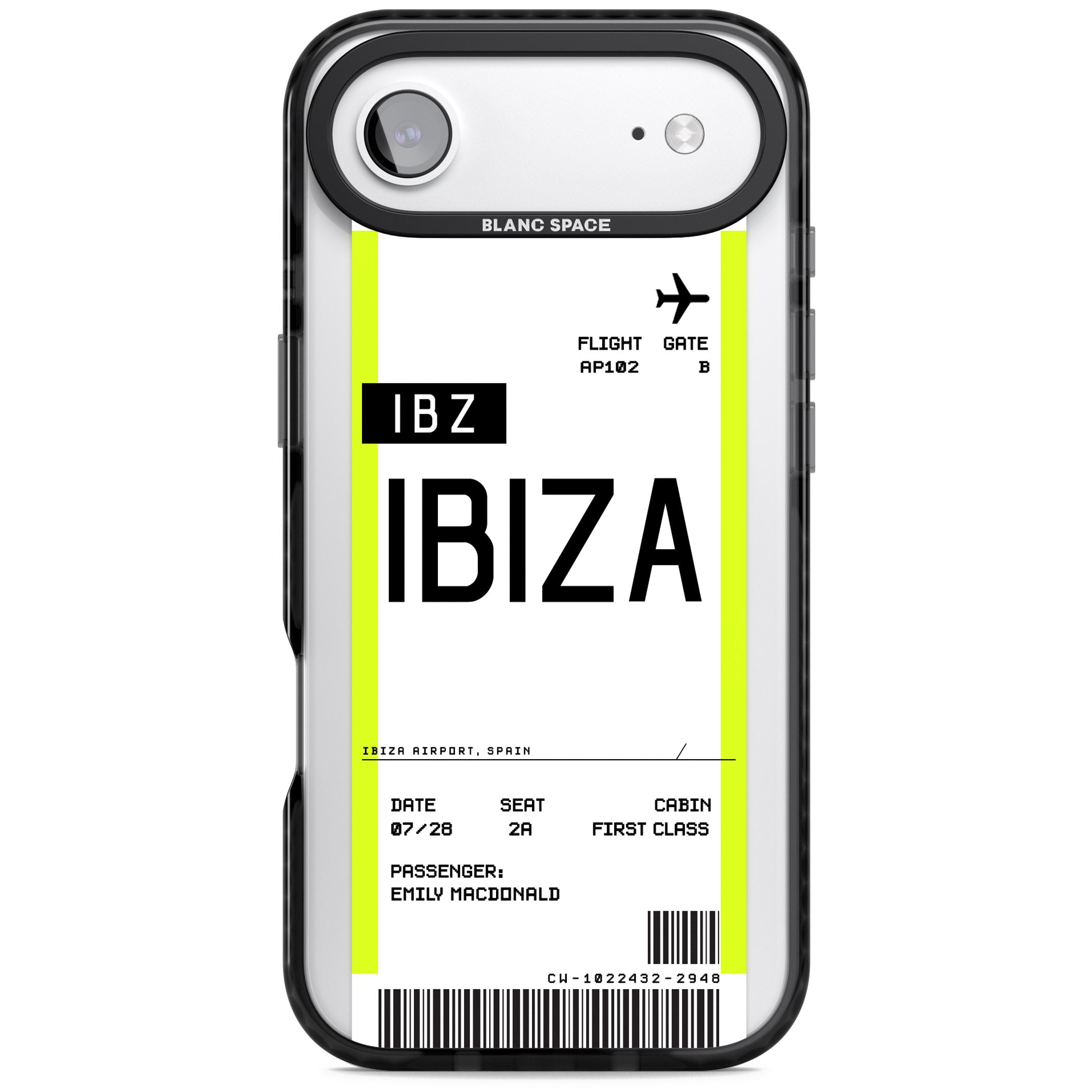 Personalised Ibiza Boarding Pass iPhone 17 Air Impact Black Phone Case