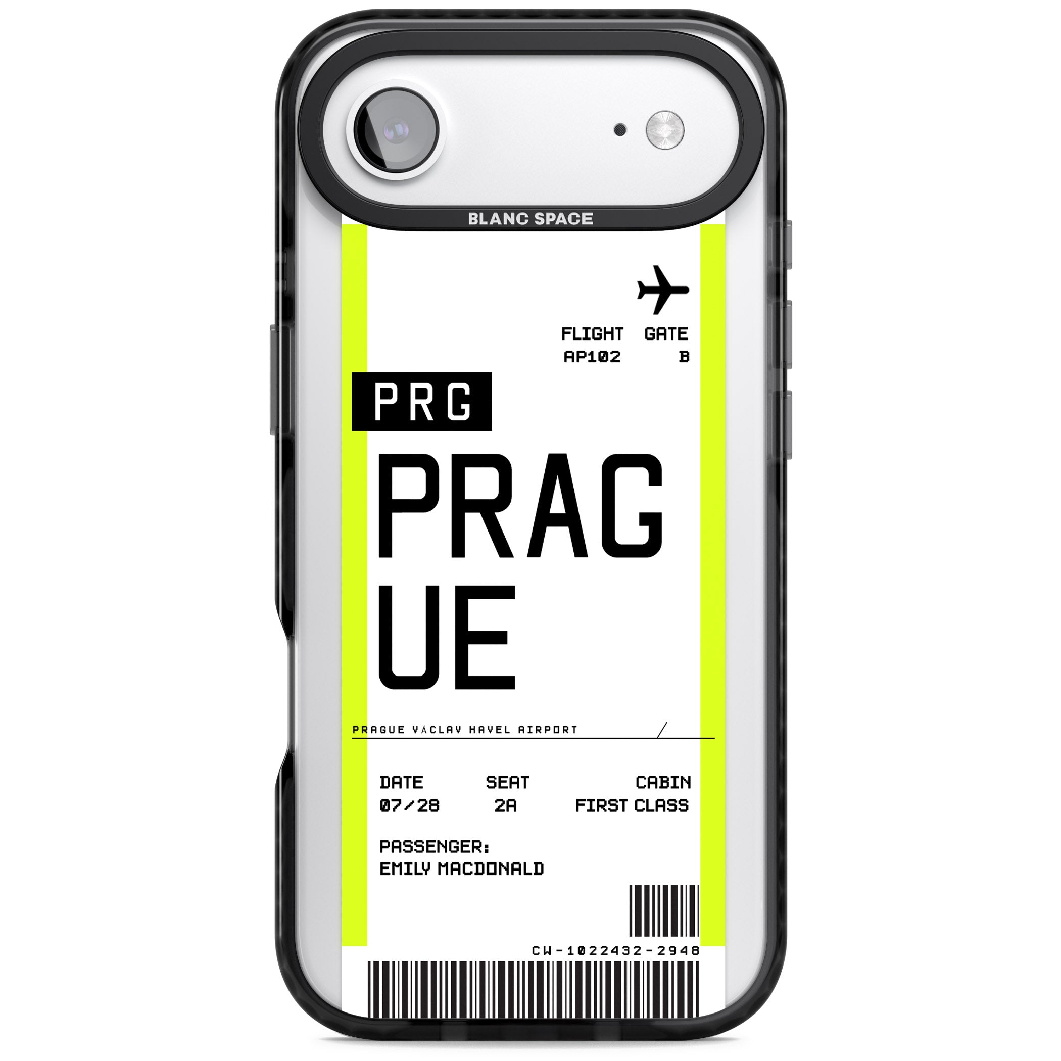 Personalised Prague Boarding Pass iPhone 17 Air Impact Black Phone Case