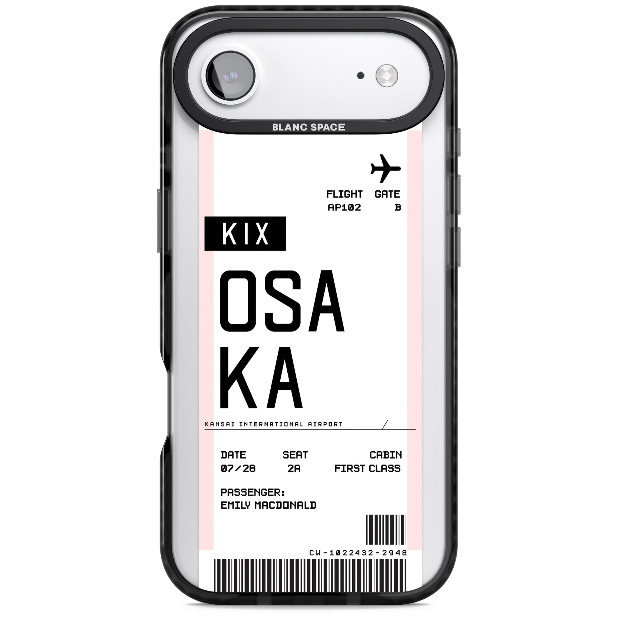 Personalised Osaka Boarding Pass iPhone 17 Air Impact Black Phone Case