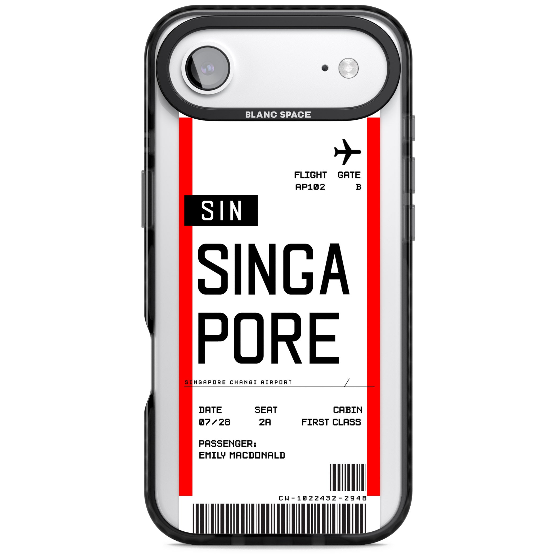Personalised Singapore Boarding Pass iPhone 17 Air Impact Black Phone Case
