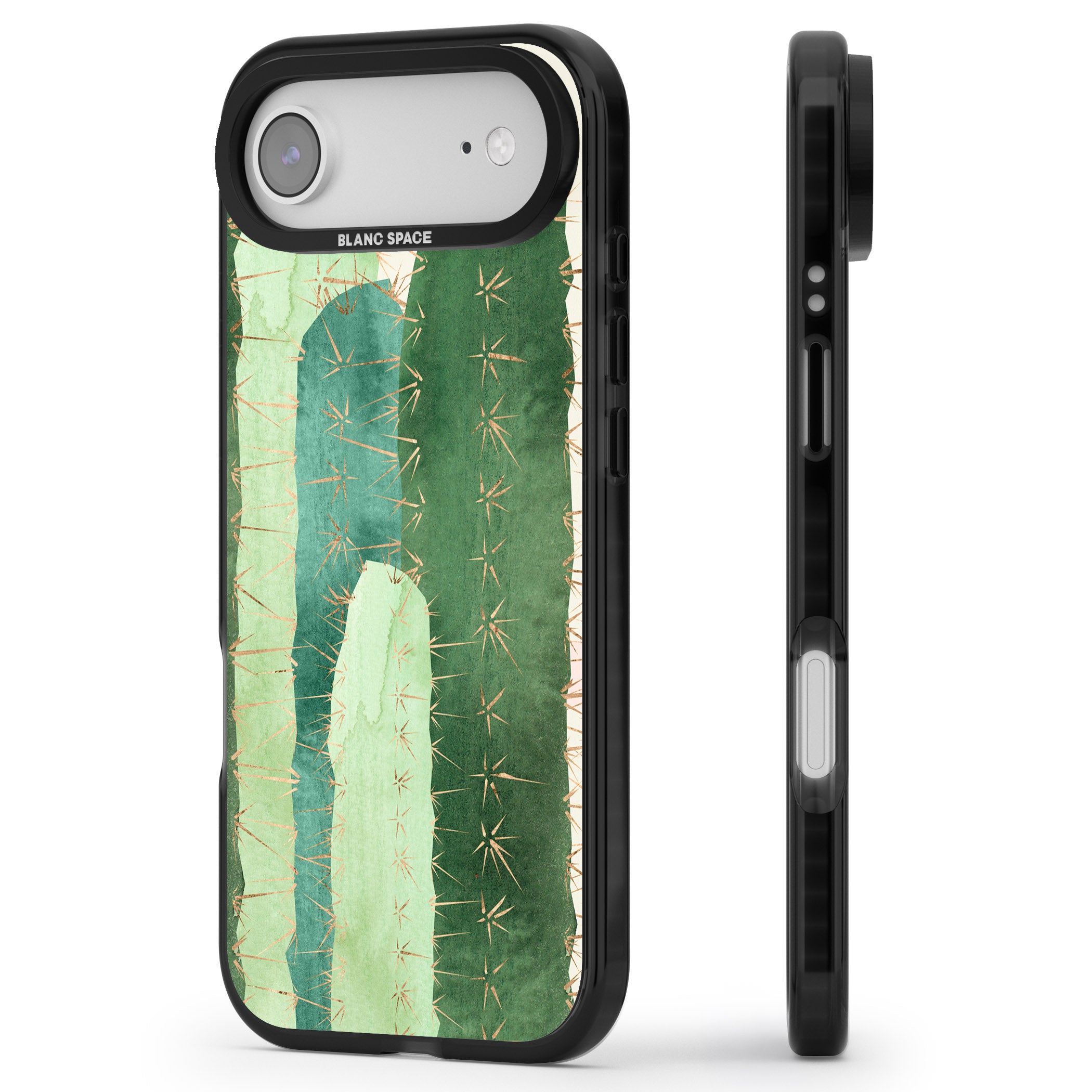 Large Cacti iPhone 17 Air Impact Black Phone Case Side Profile