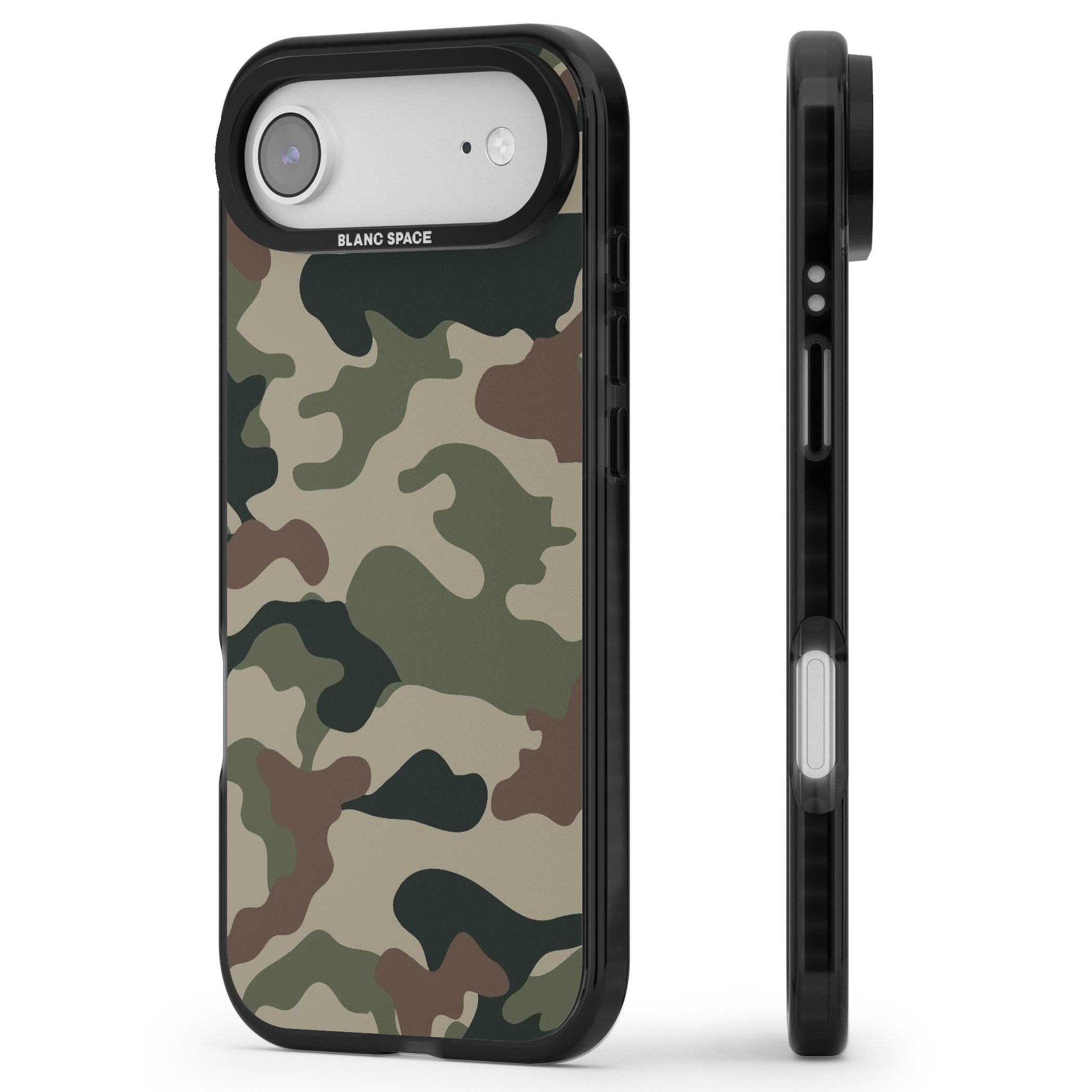Woodland British Camo iPhone 17 Air Impact Black Phone Case Side Profile