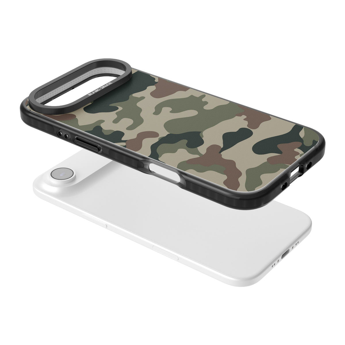 Woodland British Camo iPhone Air Impact Black Phone Case angled