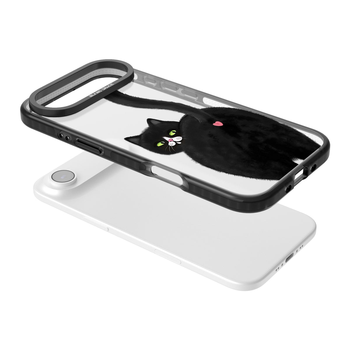 The Cat's Kiss iPhone Air Impact Black Phone Case angled
