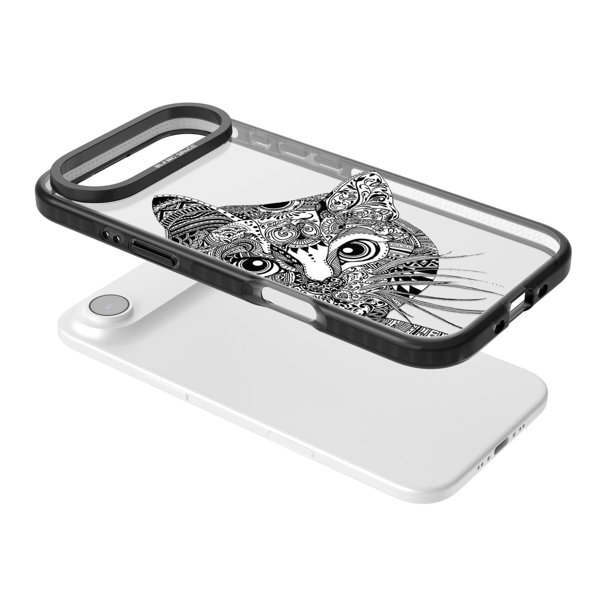 Henna Cat iPhone Air Impact Black Phone Case angled