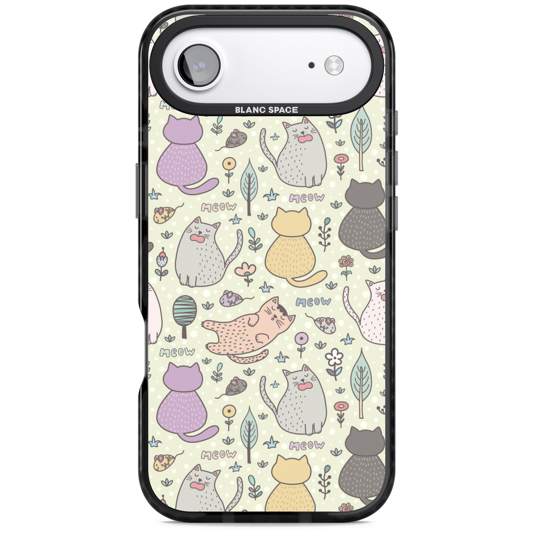Cat Pattern Cream iPhone 17 Air Impact Black Phone Case