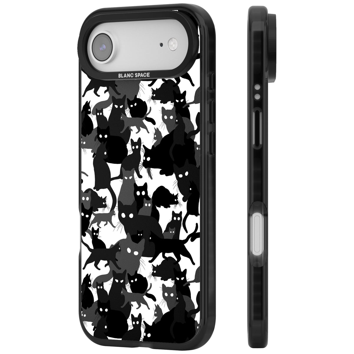 Black & White Cat Camouflage iPhone Air Impact Black Phone Case side