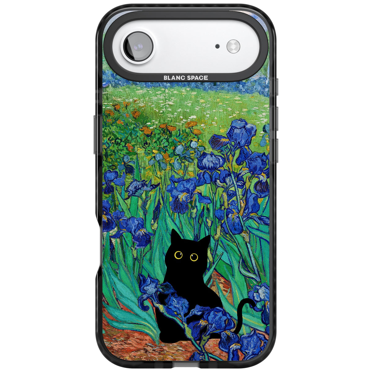 Cat in Van Gogh's Irises iPhone Air Impact Black Phone Case front