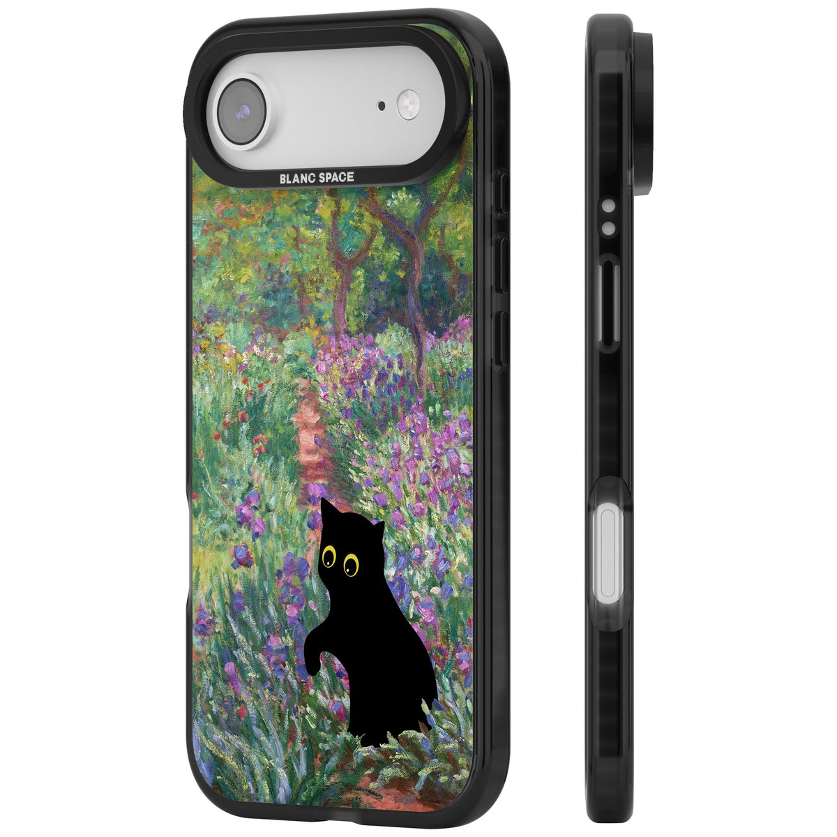 Cat in Monet's Giverny Garden iPhone Air Impact Black Phone Case side