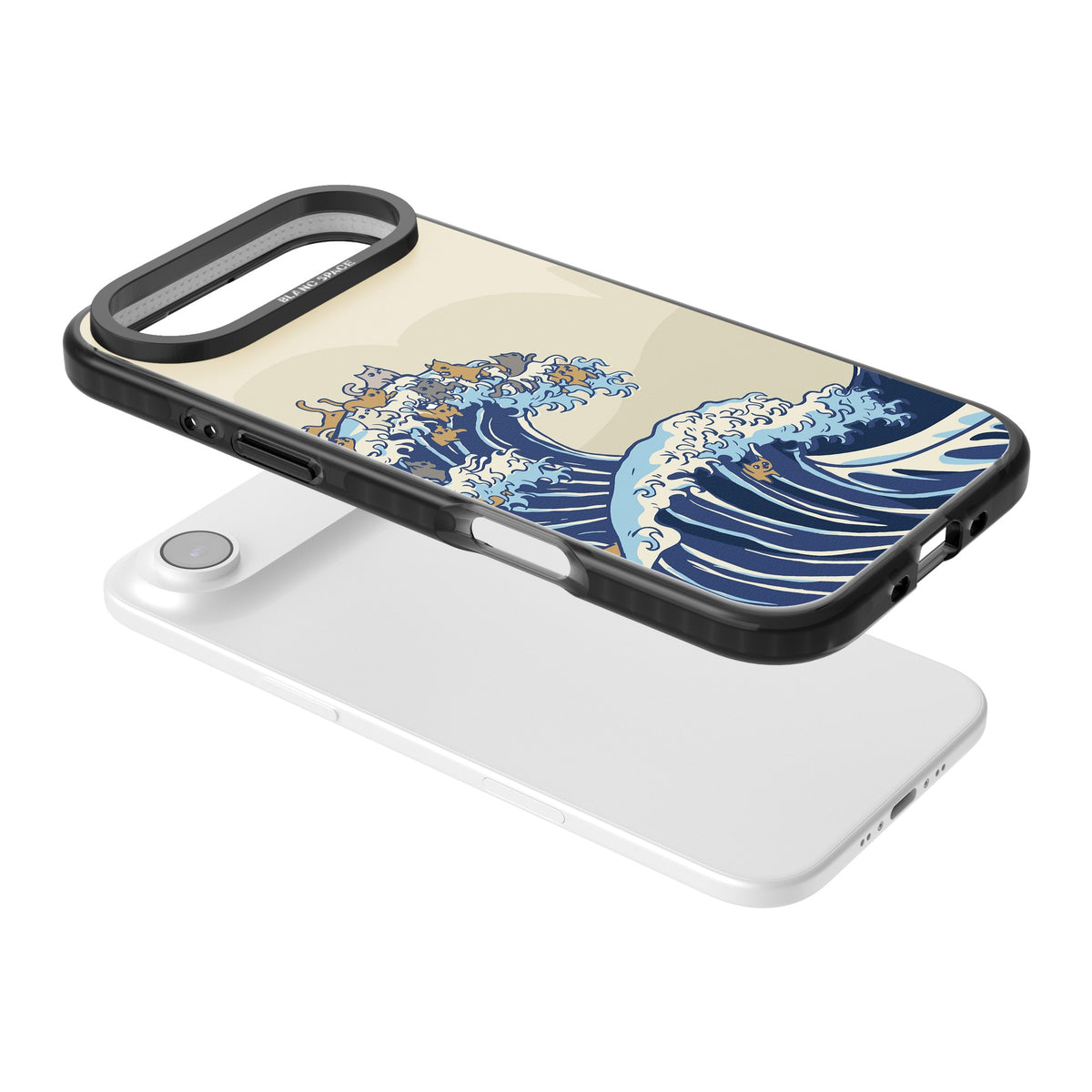 The Great Cat Wave iPhone Air Impact Black Phone Case angled