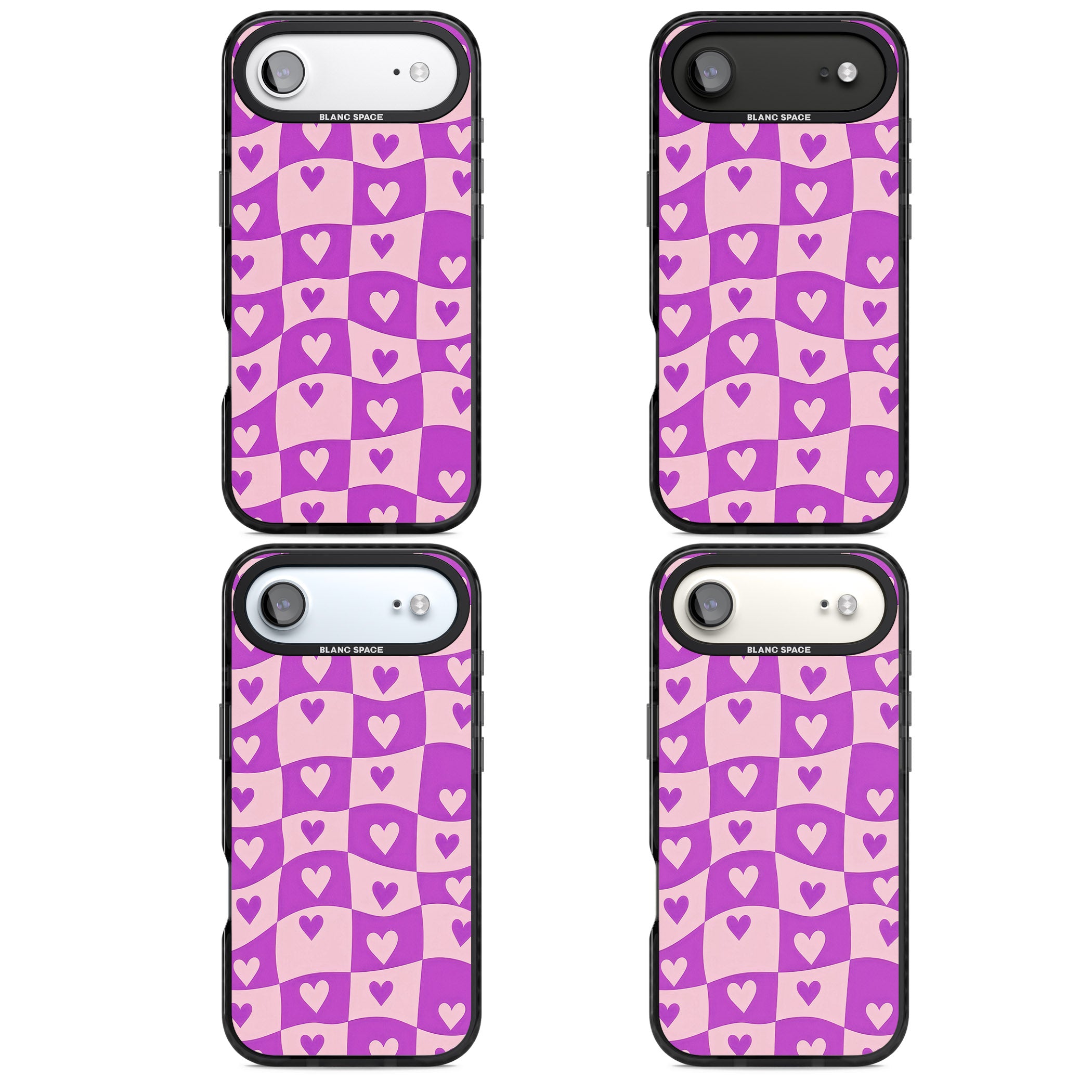 Purple Wavy Checked Hearts iPhone 17 Air Impact Black Phone Case APT Impact Protection