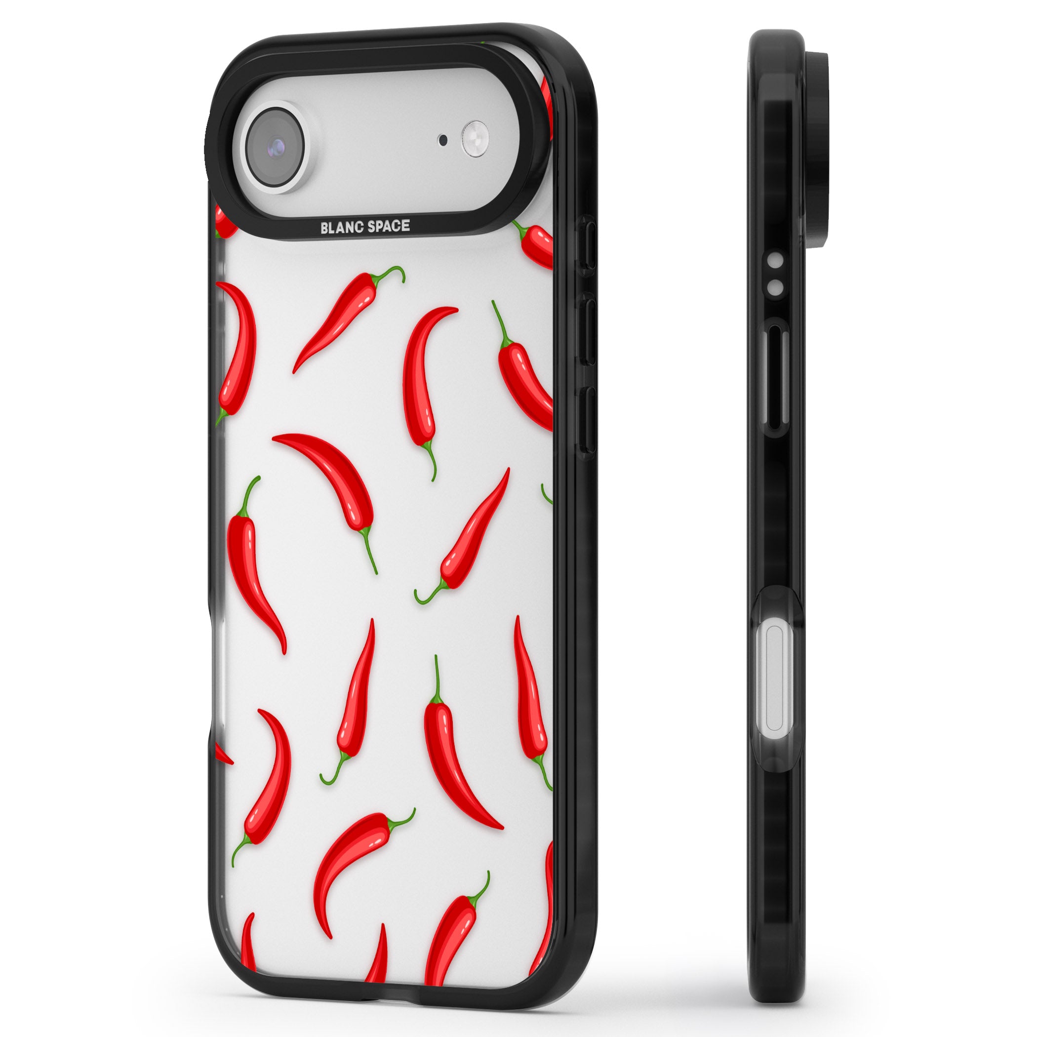 Chilli Pattern iPhone 17 Air Impact Black Phone Case Side Profile