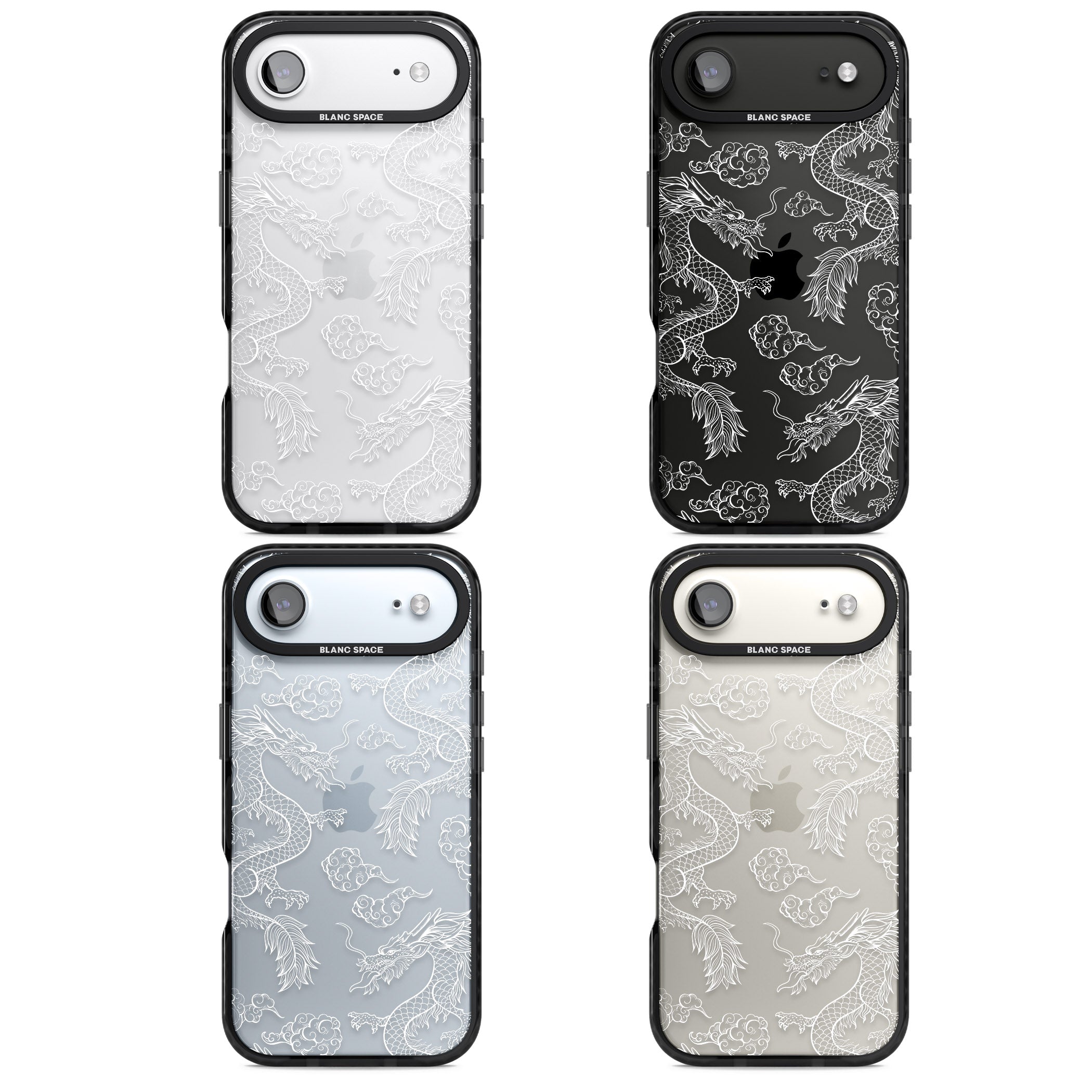 White Dragon Pattern iPhone 17 Air Impact Black Phone Case APT Impact Protection