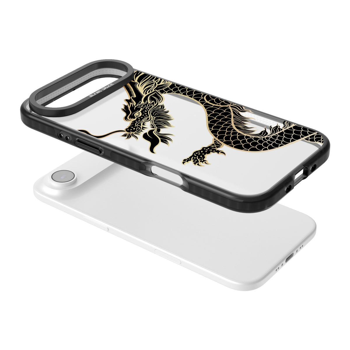 Large Black Dragon iPhone Air Impact Black Phone Case angled