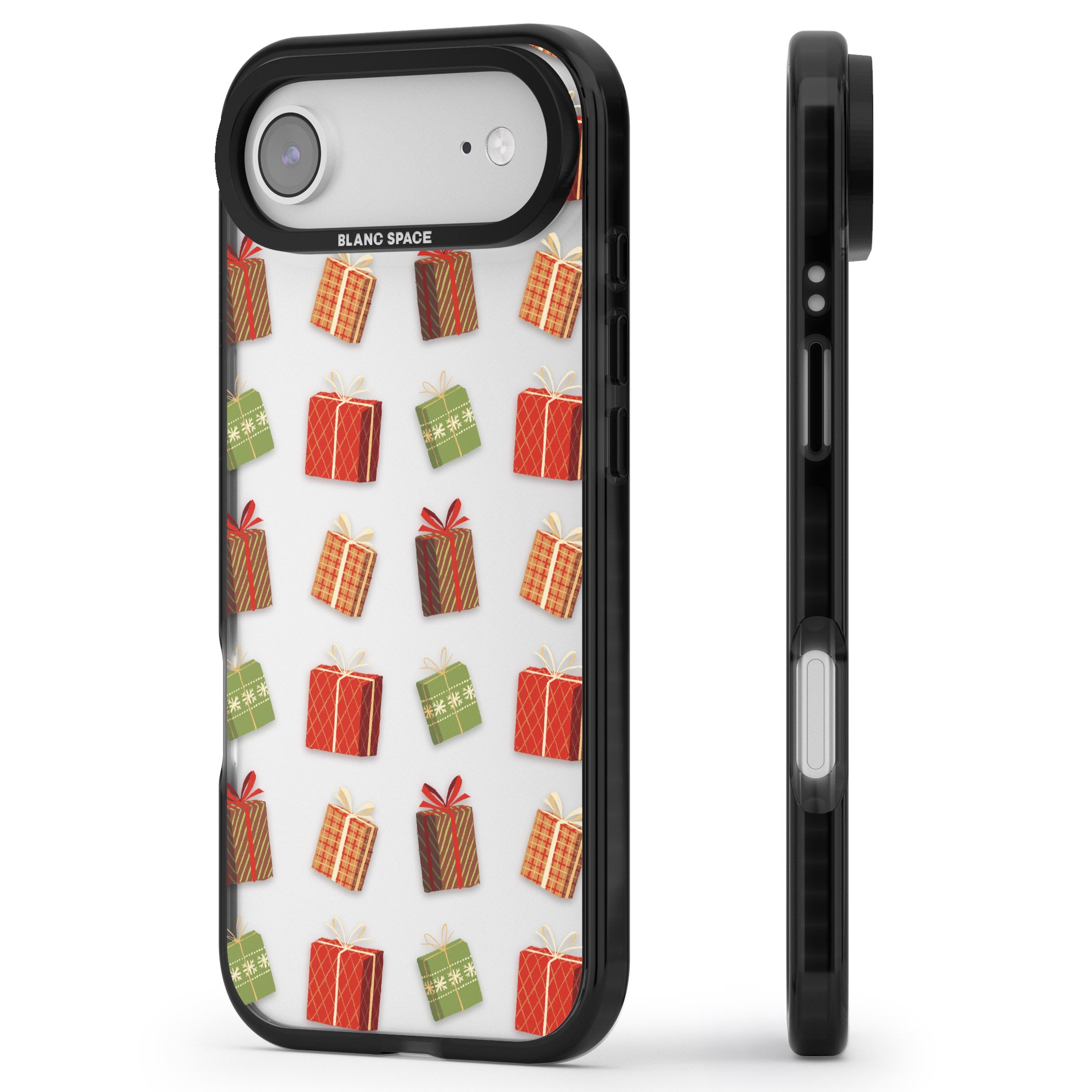 Christmas Presents Pattern iPhone 17 Air Impact Black Phone Case Side Profile