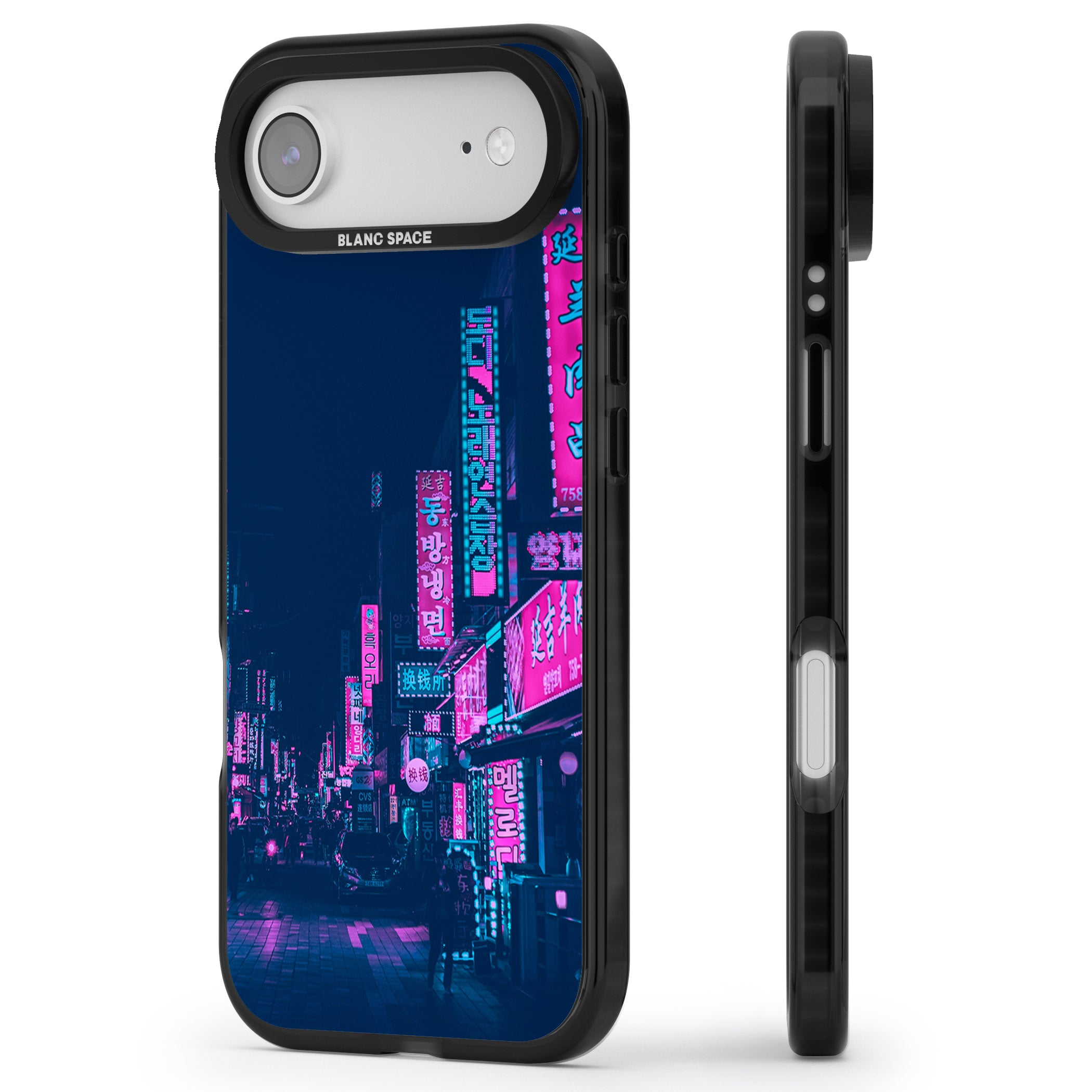 Neon Nights iPhone 17 Air Impact Black Phone Case Side Profile