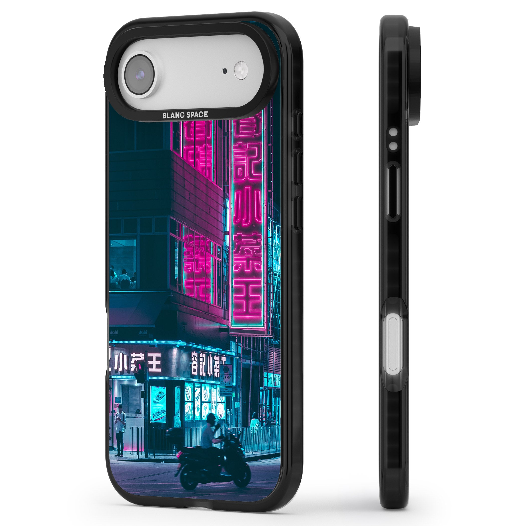 Neon City Ride iPhone 17 Air Impact Black Phone Case Side Profile