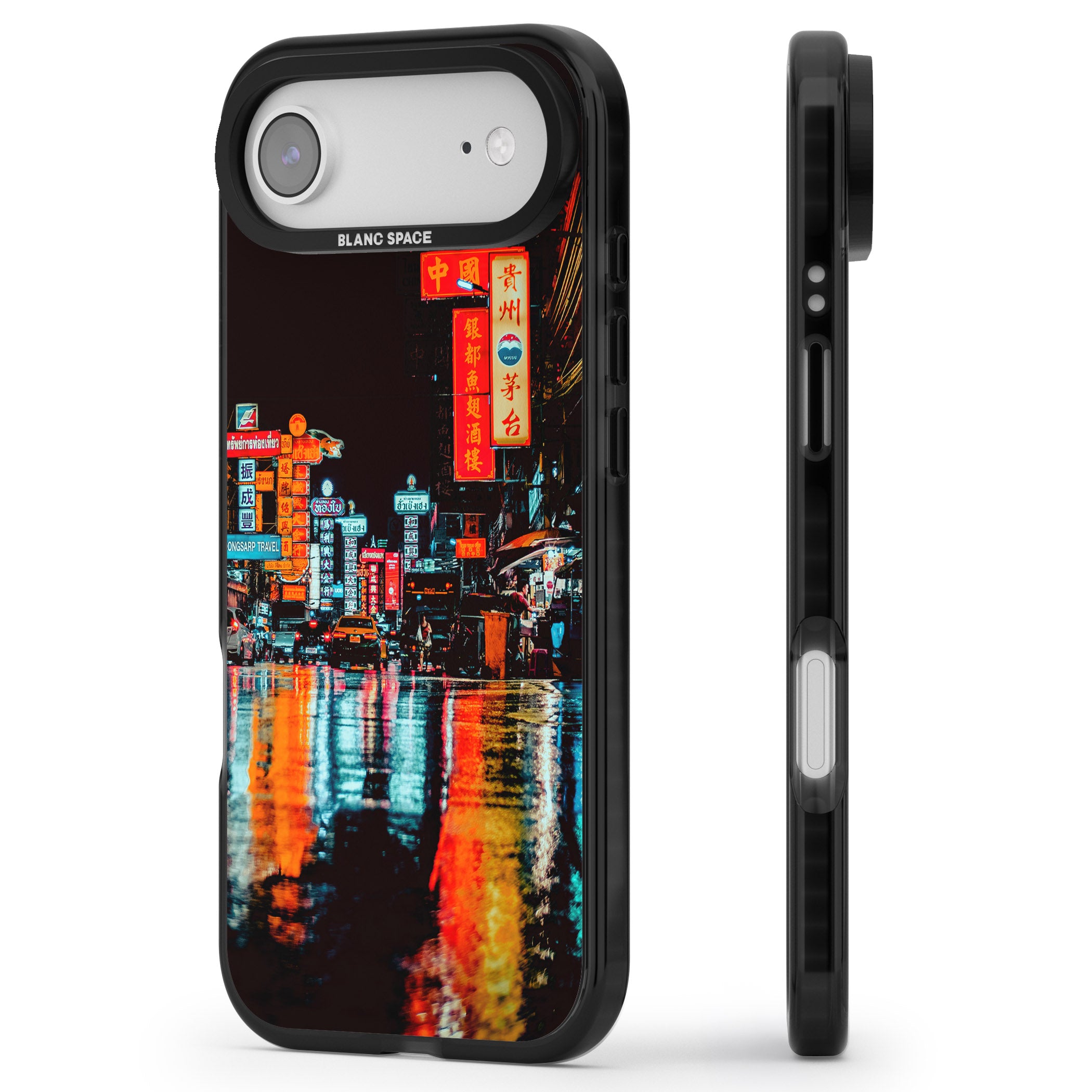 Neon City iPhone 17 Air Impact Black Phone Case Side Profile
