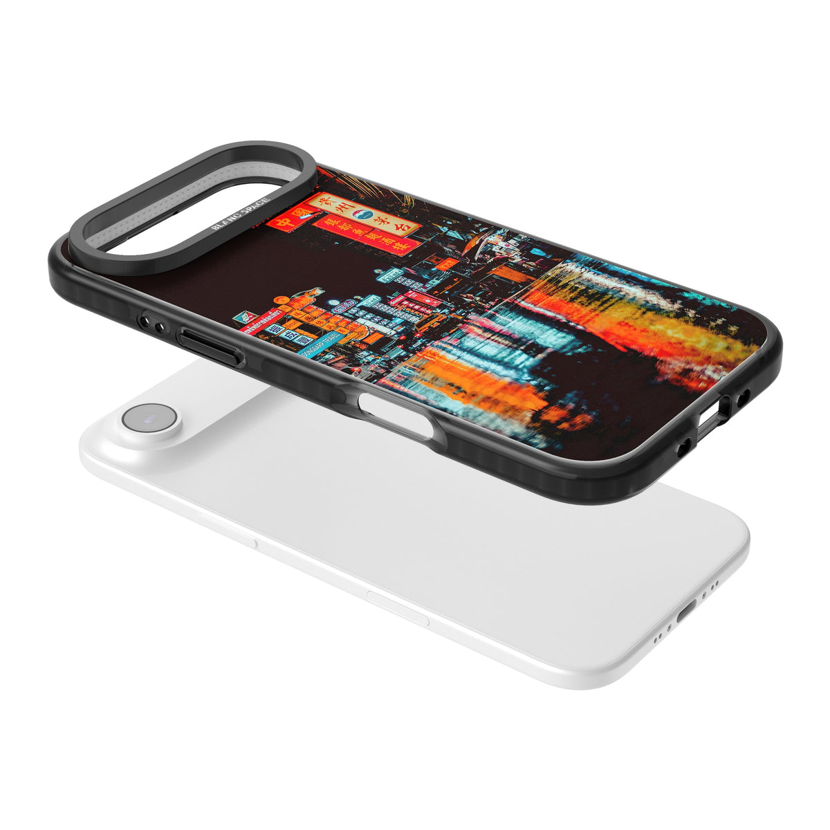 Neon City iPhone Air Impact Black Phone Case angled