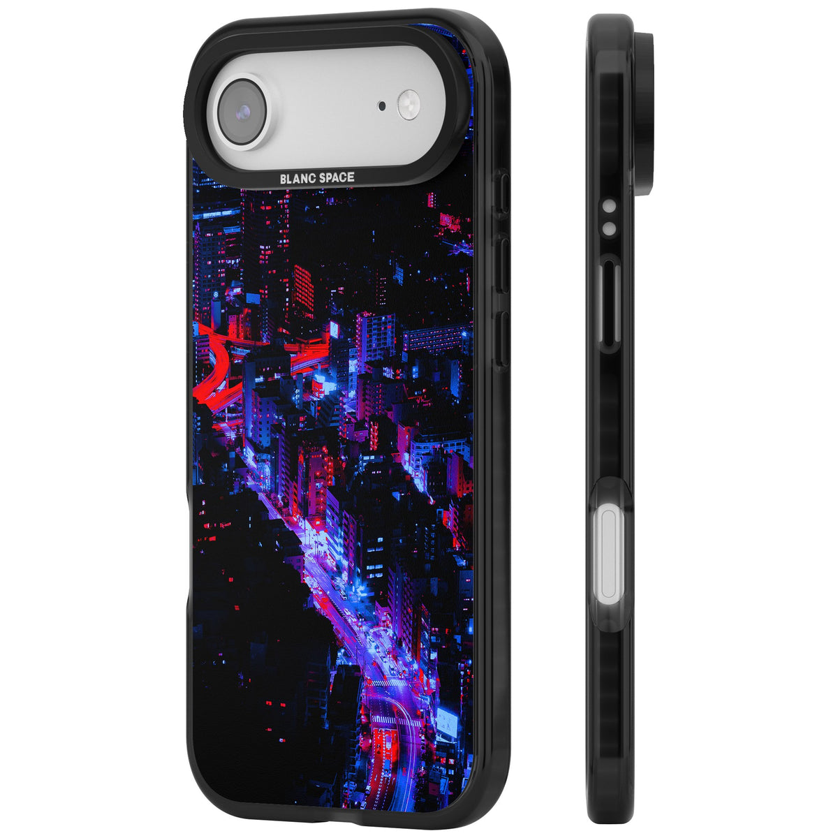 Neon Cityscape iPhone Air Impact Black Phone Case side