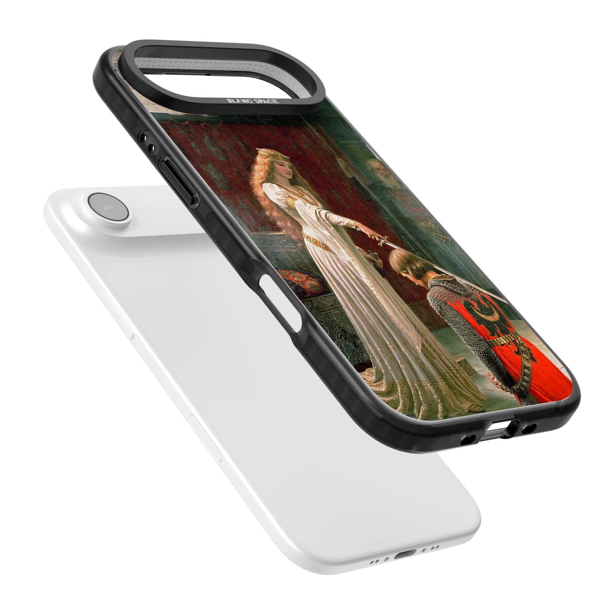 The Accolade renaissance art iPhone case featuring Edmund Blair Leighton's painting of a queen knighting a kneeling knight | Clear Impact case for iPhone Air