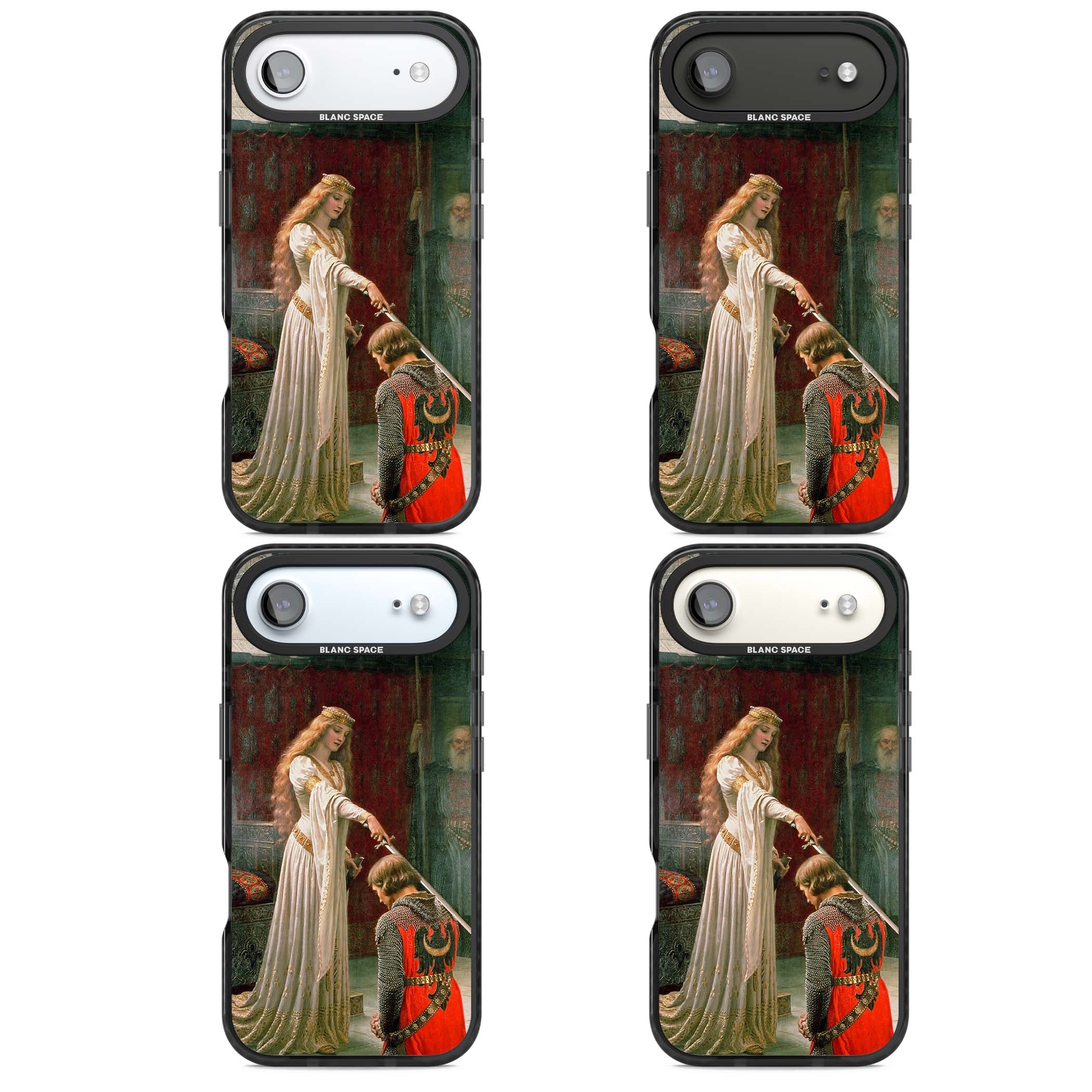 The Accolade renaissance art iPhone case featuring Edmund Blair Leighton's painting of a queen knighting a kneeling knight | Clear Impact case for iPhone Air