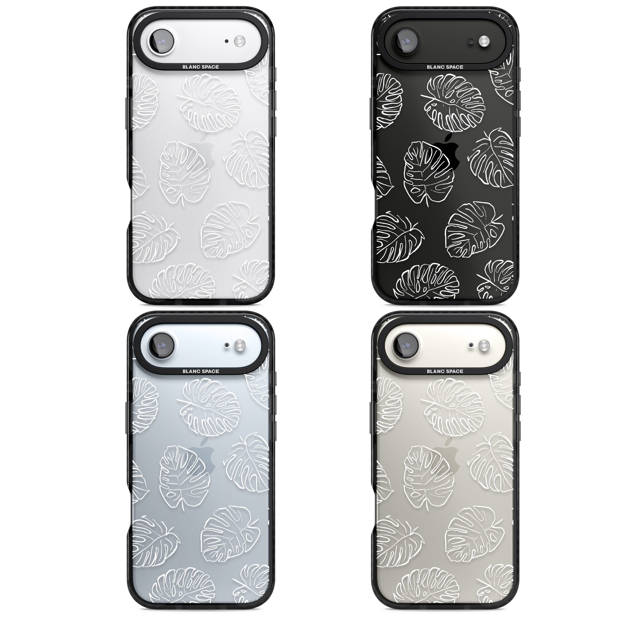 Monstera Outline iPhone 17 Air Impact Black Phone Case APT Impact Protection