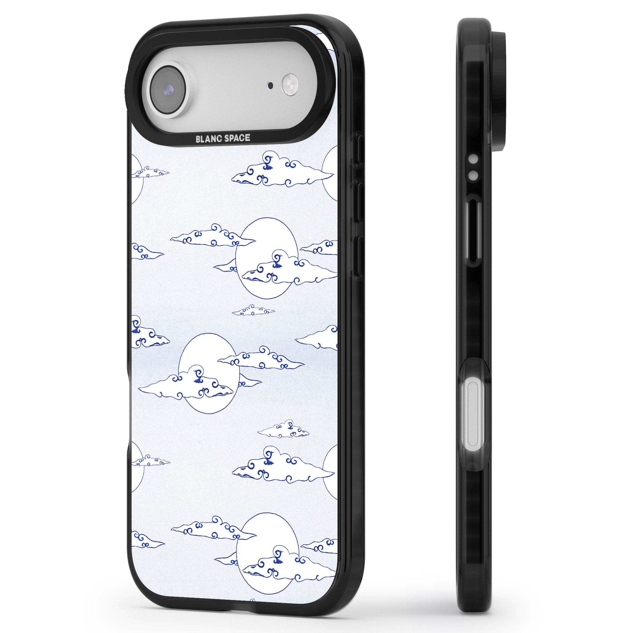 Moon & Clouds iPhone 17 Air Impact Black Phone Case Side Profile