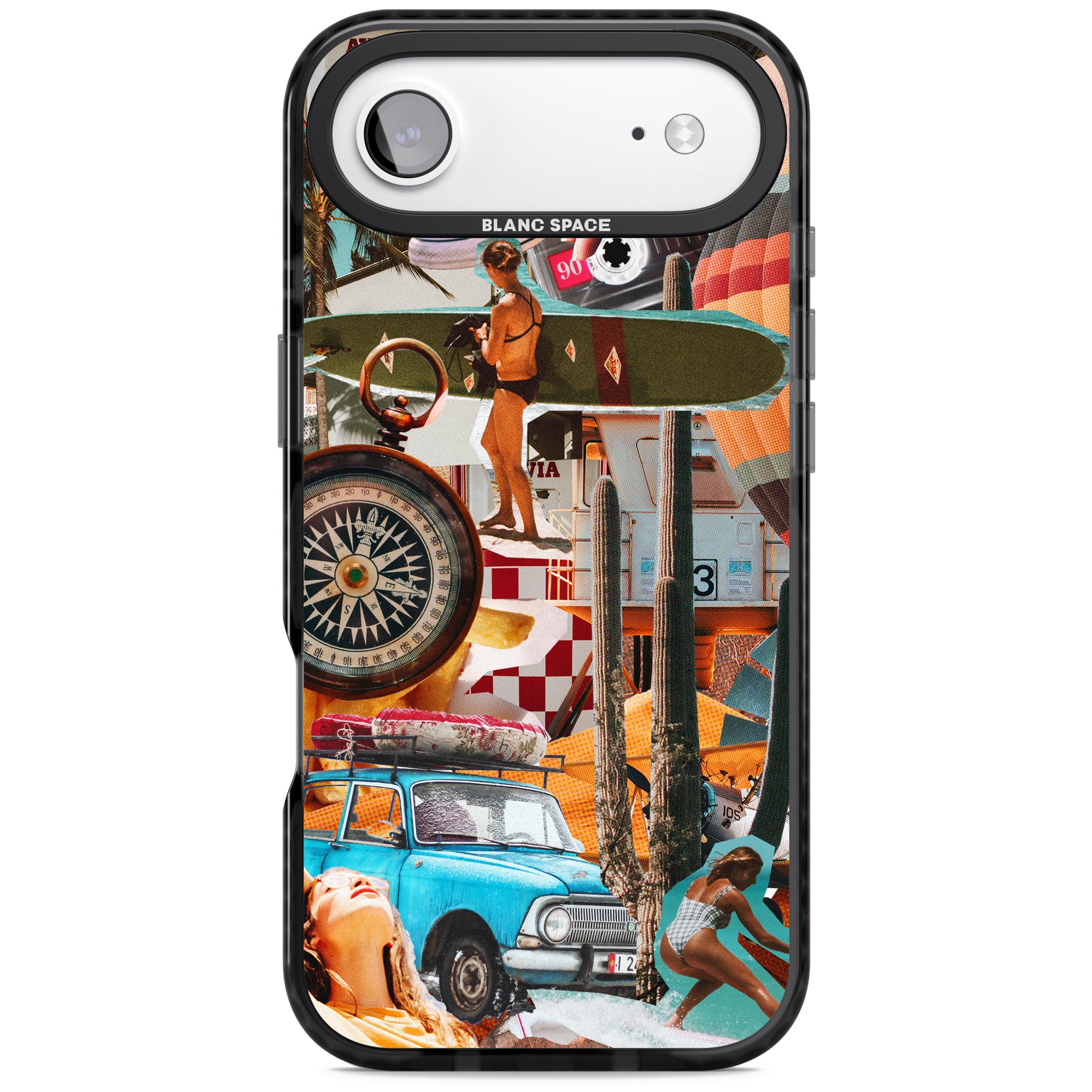 Vintage Collage: Road Trip iPhone 17 Air Impact Black Phone Case