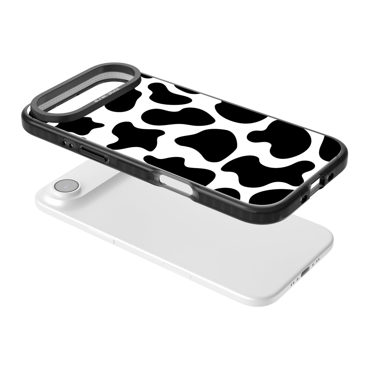 Cow Print iPhone Air Impact Black Phone Case angled