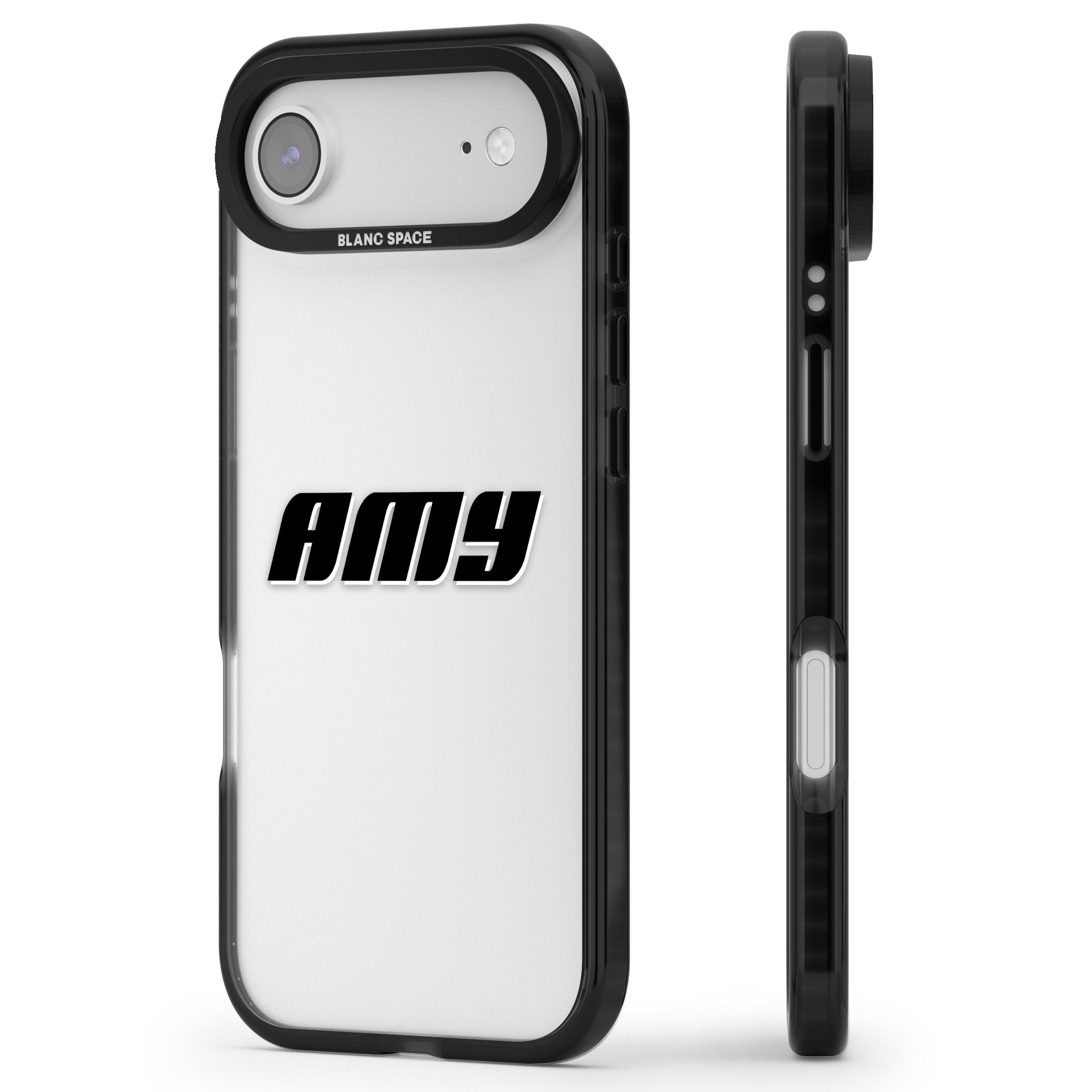 Personalised Bold Name iPhone 17 Air Impact Black Phone Case Side Profile