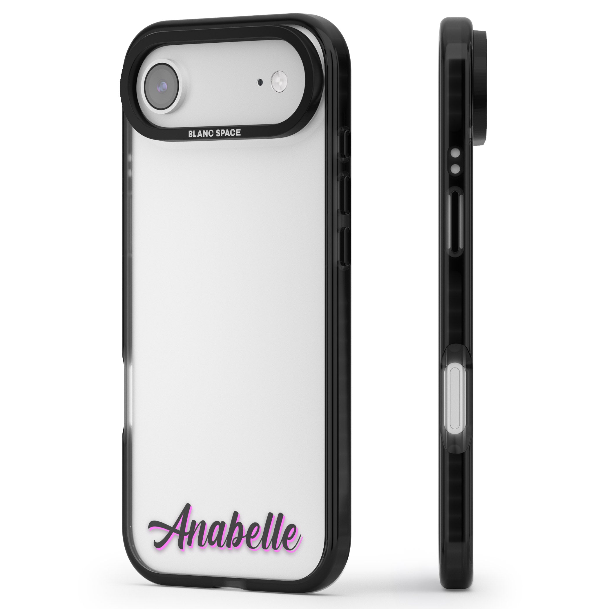 Personalised Cute Bottom Name iPhone 17 Air Impact Black Phone Case Side Profile