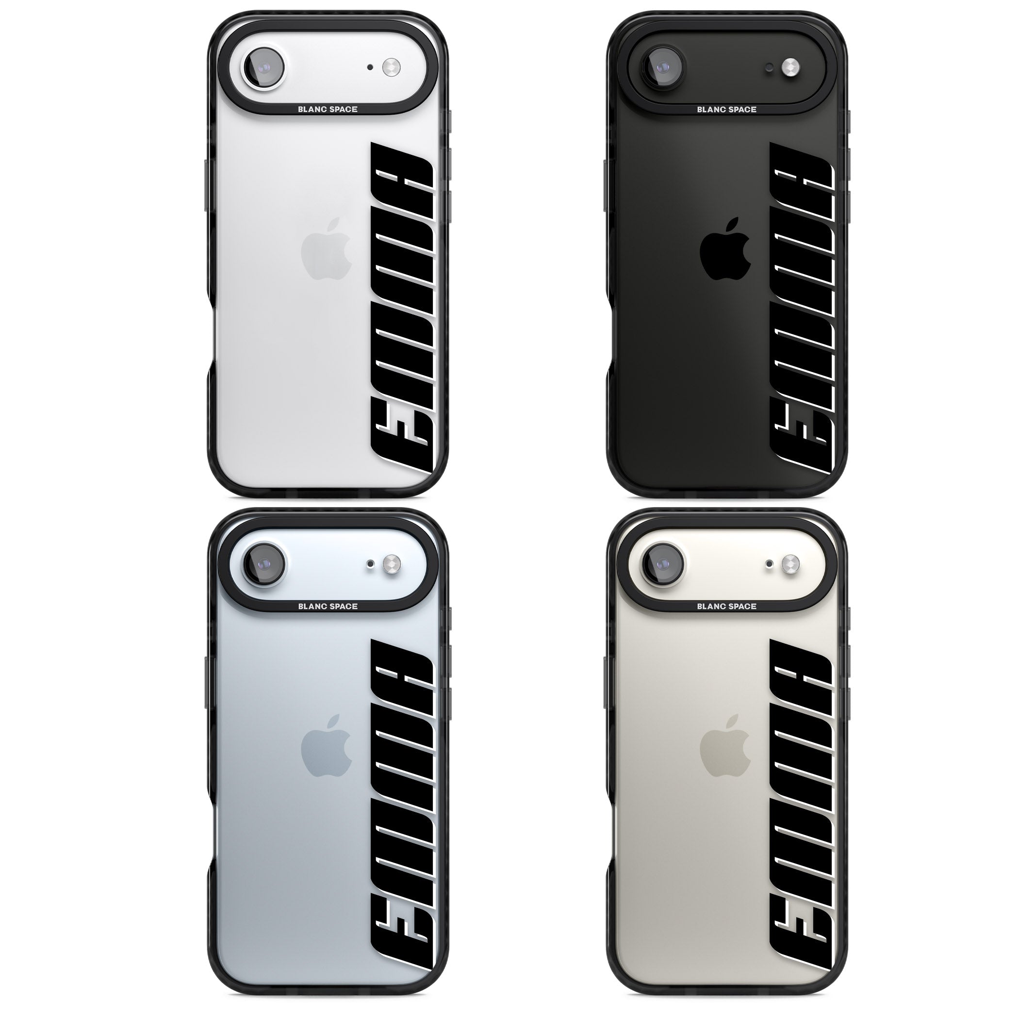 Personalised Vertical Bold Name iPhone 17 Air Impact Black Phone Case APT Impact Protection