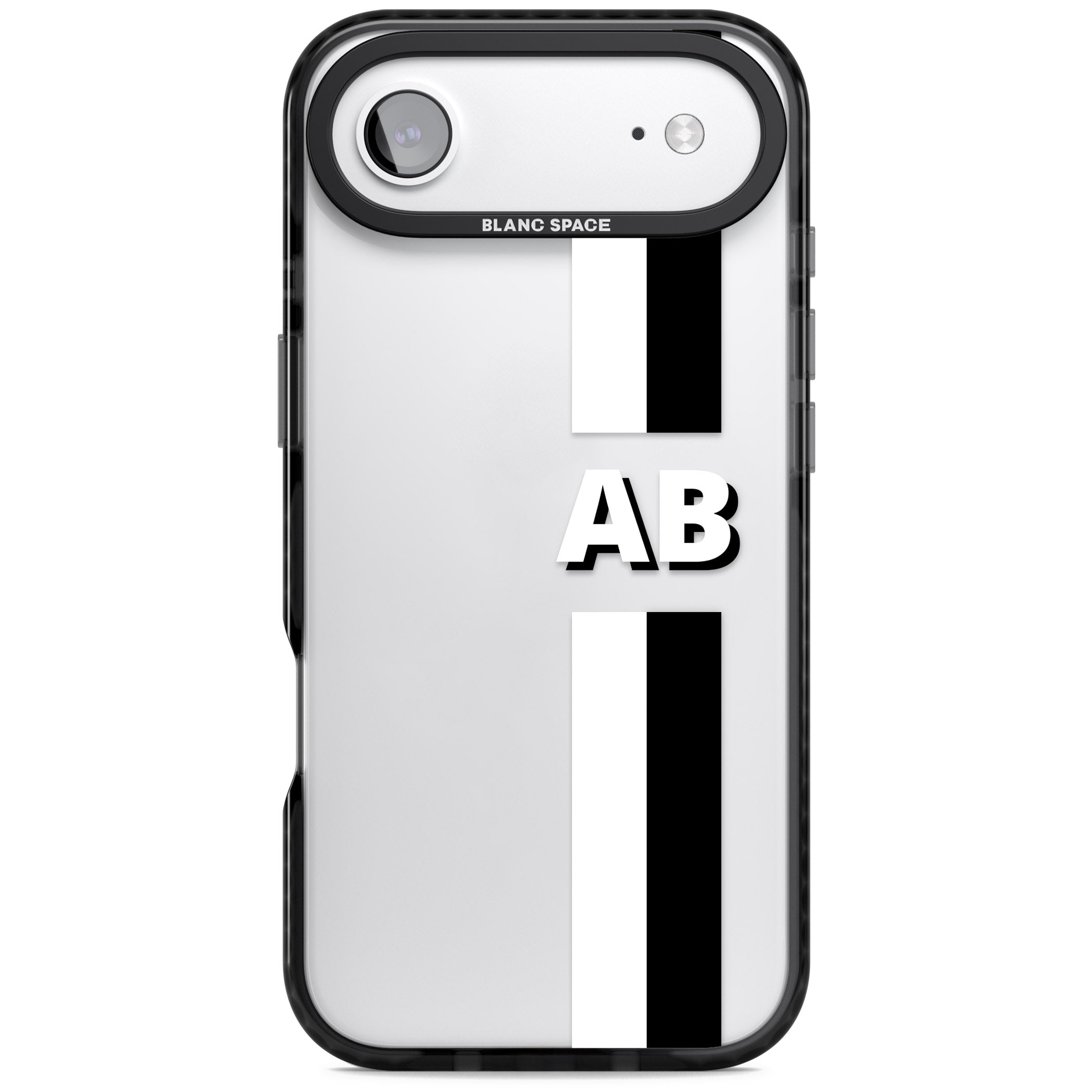 Personalised Bold Two Stripe Name iPhone 17 Air Impact Black Phone Case