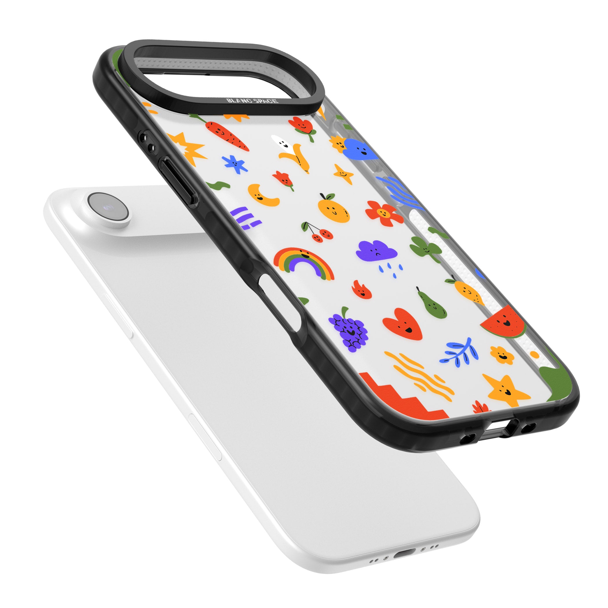 Quirky Cute Icon Pattern iPhone 17 Air Impact Black Phone Case Colours